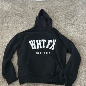White Fox Black Hoodie with White Lettering